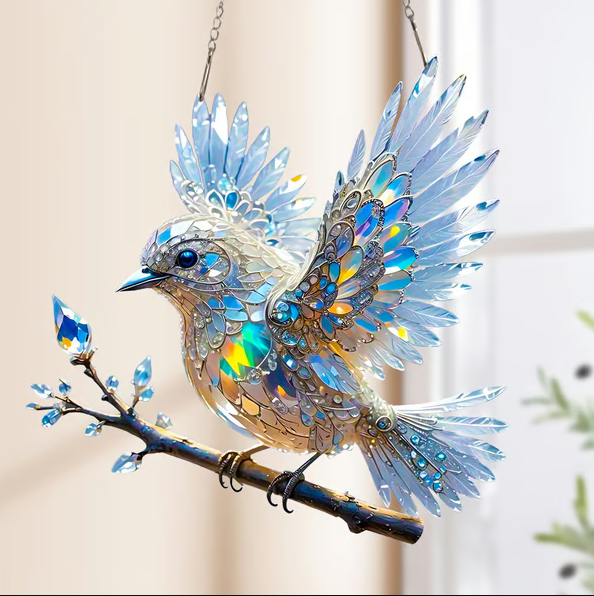🐦✨Akrylová mořidlová umělecká ozdoba s motivem nebeského modrého ptáka